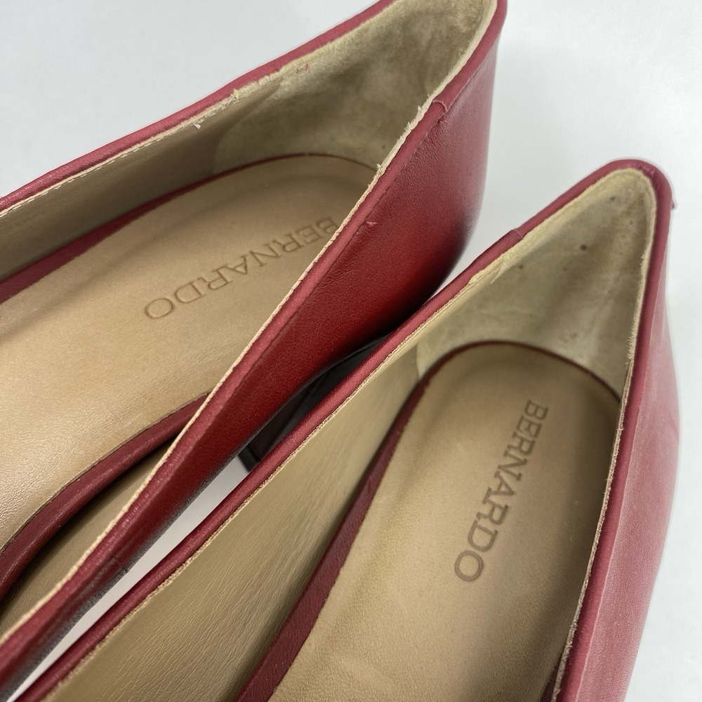 BERNARDO Marisol Cap Toe Pumps Two Tone Leather Dark Red/Brown Sz 9M Block Heel - Picture 11 of 15